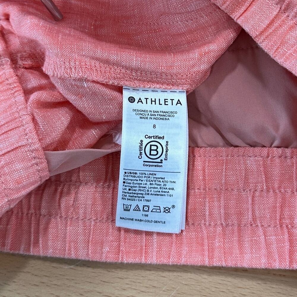 Athleta Retreat Linen Wide Leg Pant Sunset Glow size 8 Summer Beach - Picture 8 of 10